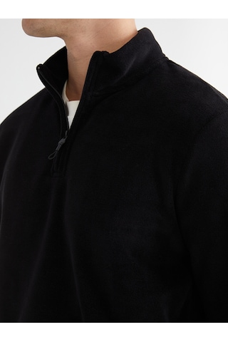 Lcwaıkıkı Classic Siyah Dik Yaka Polar Erkek Sweatshirt