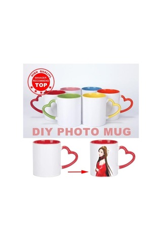 Özel Baskılı Kolu Kupa Seyahat Seramik Fincan Aile Arkadaşlar Doğum Günü Hediyesi Dıy Kırmızı Ahşap - Beyaz