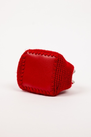 Fabric Craft Bag Bozuk Para Cüzdanı Merserize Pamuk Klipsli Örgü Kırmızı