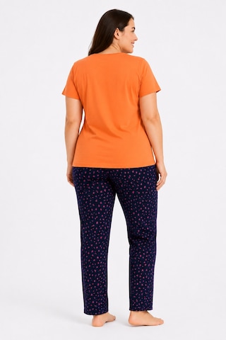 Sleeproom Büyük Beden Kadın Sweet Dreams Yazlık Turuncu Pijama Takımı