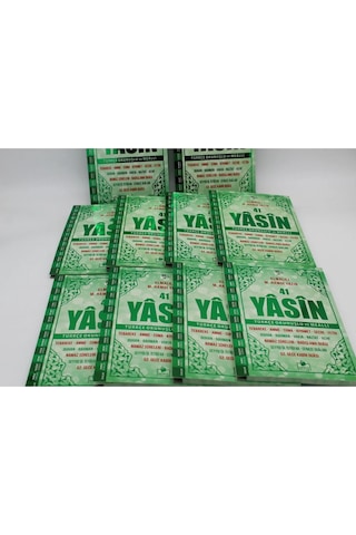 Hediyelik 10 Adet Geniş İçerik Yasini Şerif Yeşil Renk Okunuşlu Ve Mealli 144 Shf. Orta Boy 17x24cm