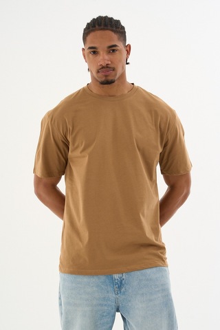 Dechers Erkek %100 Organik Pamuklu Yumuşak Dokulu Comfort Fit Bisiklet Yakalı T-shirt E222 Haki