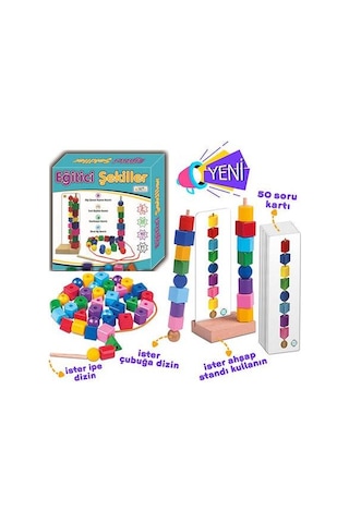 Zekice Eğitici Şekiller Boncuk Dizme Oyunu Bul Sırala Line Up