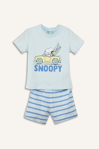 Defacto Snoopy Desenli 2li Pijama Takımı Erkek Bebek H3501a526smbe61 Mavi-be61