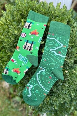 Lousocks Unisex Sağlı Sollu Harita Desenli Yeşil Soket Çorap Lousocks Unisex Sağlı Sollu Harita Desenli Yeşil Soket Çorap