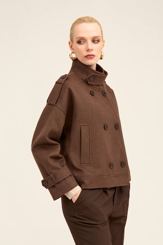 Hatemoğlu Kahverengi Regular Fit Hakim Yaka Kaşe Oversize Mont 2962287 Kahverengi