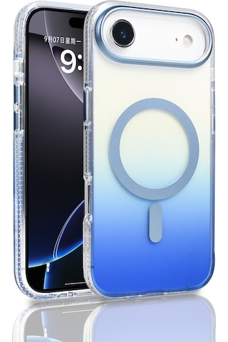 Subutu Apple Uyumlu iPhone 17 Air Kılıf M-safe Şarj Özellikli Transparan Renk Geçişli Sbt Toros Kapak - Mavi Mavi