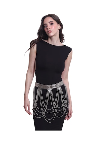 Labalaba Kadın Antik Gümüş Kaplama Geometrik Parçalı Tasarım Bohem Kemer Gümüş