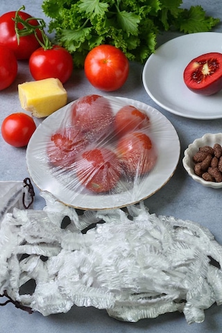 100 Lü Esnek Lastikli Gıda Saklama Bonesi Streç Kapak Tabak & Tencere Saklama Kapağı