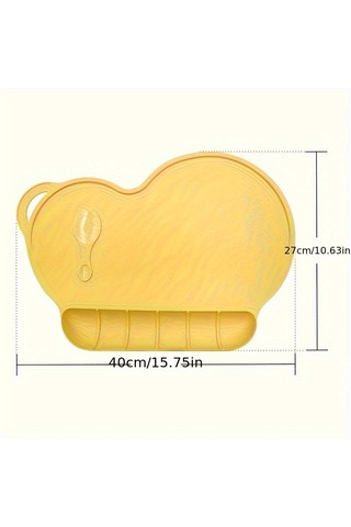 Kalp Şeklinde Silikon Amerikan Servisi Yemek Tabağı Girintili - Kaymaz, Katlanabilir