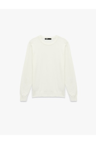 Koton Regular Fit Uzun Kollu Bisiklet Yaka Basic Triko Kazak Ekru 6sam70009ht