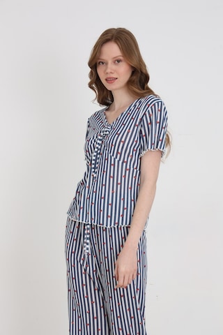 Elitol Jakarlı Viskon Bağlamalı Kadın Pijama Takımı Desenli-5