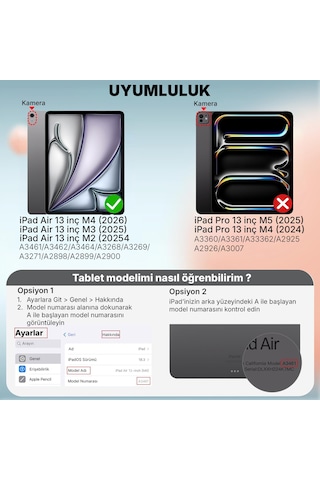 Ipad Air 13" M4 M3 M2 Uyumlu Kılıf Ultra İnce Akıllı Uyku Modlu Standlı Zarif Koruyucu Kapak Kapaklı Kılıf