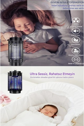 Lamba Tipi Elektrikli Sinek Sivrisinek Karasinek Öldürücü Siyah