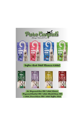 Purecanpati 4 Çeşit Kedi Stick Ödülü + 4 Çeşit Kedi Ödül Maması