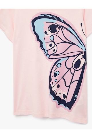 Koton Kelebek Baskılı Pembe Kız Çocuk T-shirt 6skg10020ak Pembe