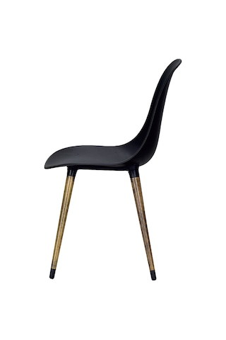 Vilinze Eames Kestane Ahşap Ayak Plastik Siyah Sandalye Eames-beyaz Siyah - Kestane