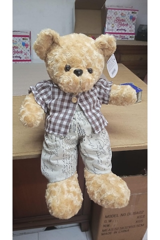 Oyuncak Kıyafetli Peluş Erkek Ayı Uyku Arkadaşım 60 Cm Pelüş Çok Renkli