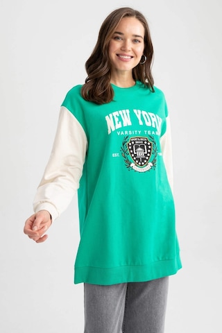 Defacto Relax Fit Bisiklet Yaka Üniversite Baskılı Sweatshirt Tunik Z2073AZ23SPGN227 Yeşil