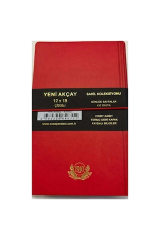 Ece Ajanda Yeni Akçay Kırmızı Çizgili Günlük 12x18 2025 Siyah