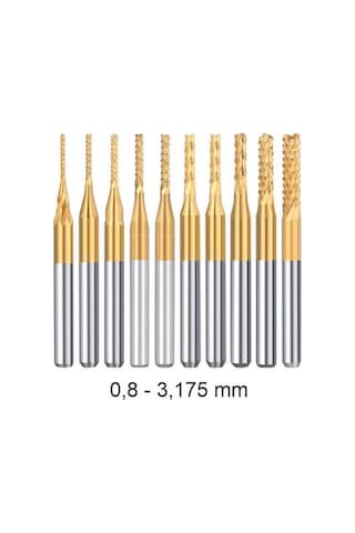 Titanyum Kaplı Tungsten Çelik Cnc Freze Pcb Kesici 0,5 - 3,175mm