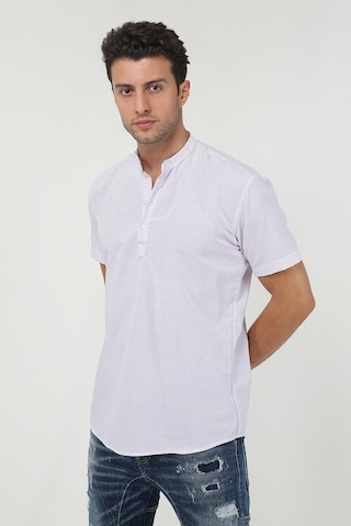 Erkek Hakim Yaka Yarım Patlı Ekoseli Kısa Kollu Slim Fit Gömlek 21y-4300602-01 Lila Lila