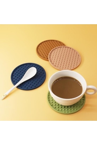 Novahub 8 Adet Siyah Silikon Bardak Altlığı Tutucuyla Kaymaz Yivli, Isıya Dayanıklı, Bulaşık Makinesinde Yıkanabilir Siyah