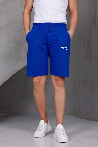 Dark Moda Erkek Baskılı Oversize İki İplik Kompakt Şort Saks