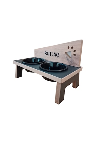 Realwood Özel İsimli Seramik Kaseli Kedi Köpek Mama Su Kabı Standı 800 ML