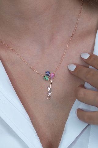 Gümüş Balonlu Kız Kolye Wsn262