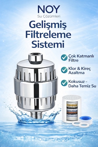 Filtreli Duş Başlığı Duş Sistemi Uyumlu Su Filtreleme Cihazi Metalik