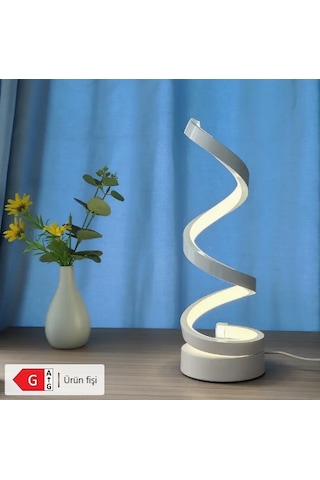 Spiral Led Masa Lambası / Gece Lambası Beyaz - Siyah