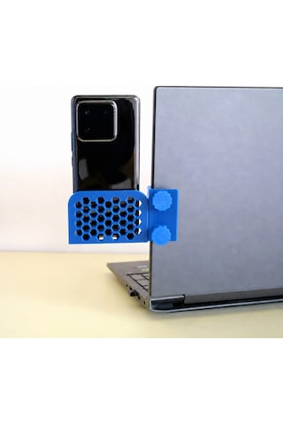 Vaveni 3d Baskı Monitor Telefon Tutucu - Petek Desenli Laptop Kenar Telefon Tutucu-mavi Arz