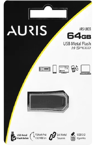 Auris Ub03 64gb Usb 3.0 Uyumlu Metal Flash Bellek -