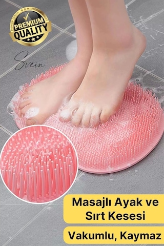 Svein Vantuzlu Silikon Banyo Duş Fırçası Ayak Masaj Pedi Sırt Kesesi Vücut Yıkama Lifi