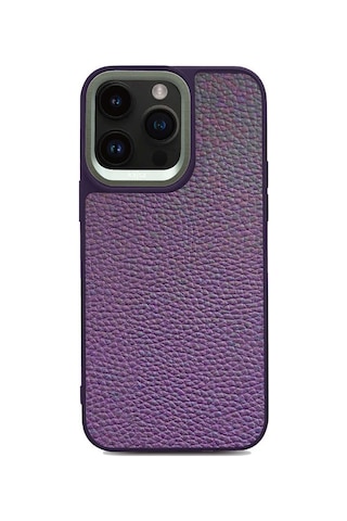 Kajsa Apple Uyumlu iPhone 14 Pro Max Kılıf Soft Deri Metal Kamera Çerçeveli Kajsa Litchi Kapak KAJSA-25513
