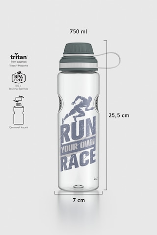 Renga Ege Yazı Desenli 750 Ml Tritan Matara 912067 Füme Füme