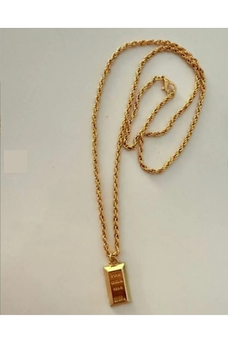 Unisex Külçe Tasarımlı Juping Kolye Çelik