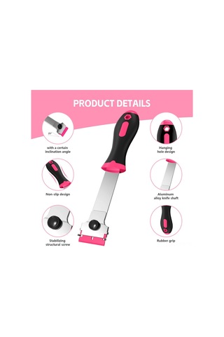 Moveevo 3'lü Temizlik Scraper Seti: 30 Plastik + 30 Metal Bıçaklı, Aluminyum Gövde, Kaydırmaz Kolu, Çift Taraflı Kullanim, Ev Temizliği İçin Pembe Diğer