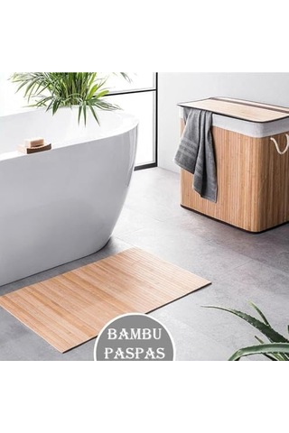 Bambu Paspası, Duş Ve Küvet İçin Kaymaz Mat, Çok Amaçlı Kullanım Siyah