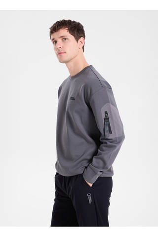 National Geographic N6wm-swt4150 Antrasit Erkek Bisiklet Yaka Baskılı Relaxed Süprem Sweatshirt