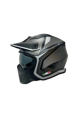 Sway Sw726x Tokyo Çene Açılır - Flip Up Kask Beyaz - Mat Tıtanıum - Siyah