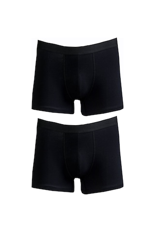 Bsm Erkek 2'li Siyah Pamuklu Lastik Bel Strech Boxer Siyah