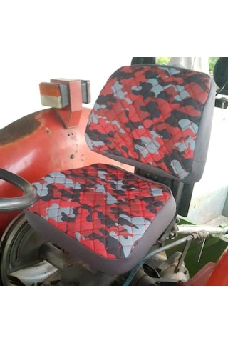 Traktör Koltuk Kılıfı - Kolçaksız - Kırmızı Kamuflaj - Bb-374