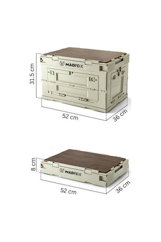 Katlanabilir Kamp Saklama Kutusu - 60 Lt - Madfox - Haki - 547304