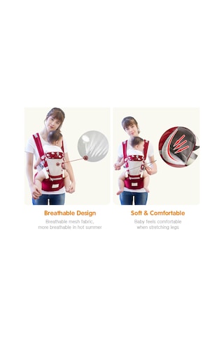 Vkemall Ergonomik Bebek Taşıyıcı Bel Koltuğu - 360 Tüm Yönlü, Havlu Dokulu, 0-36 Ay, Kol Ağrısı Azaltıcı, Hafif Kahverengi 6625