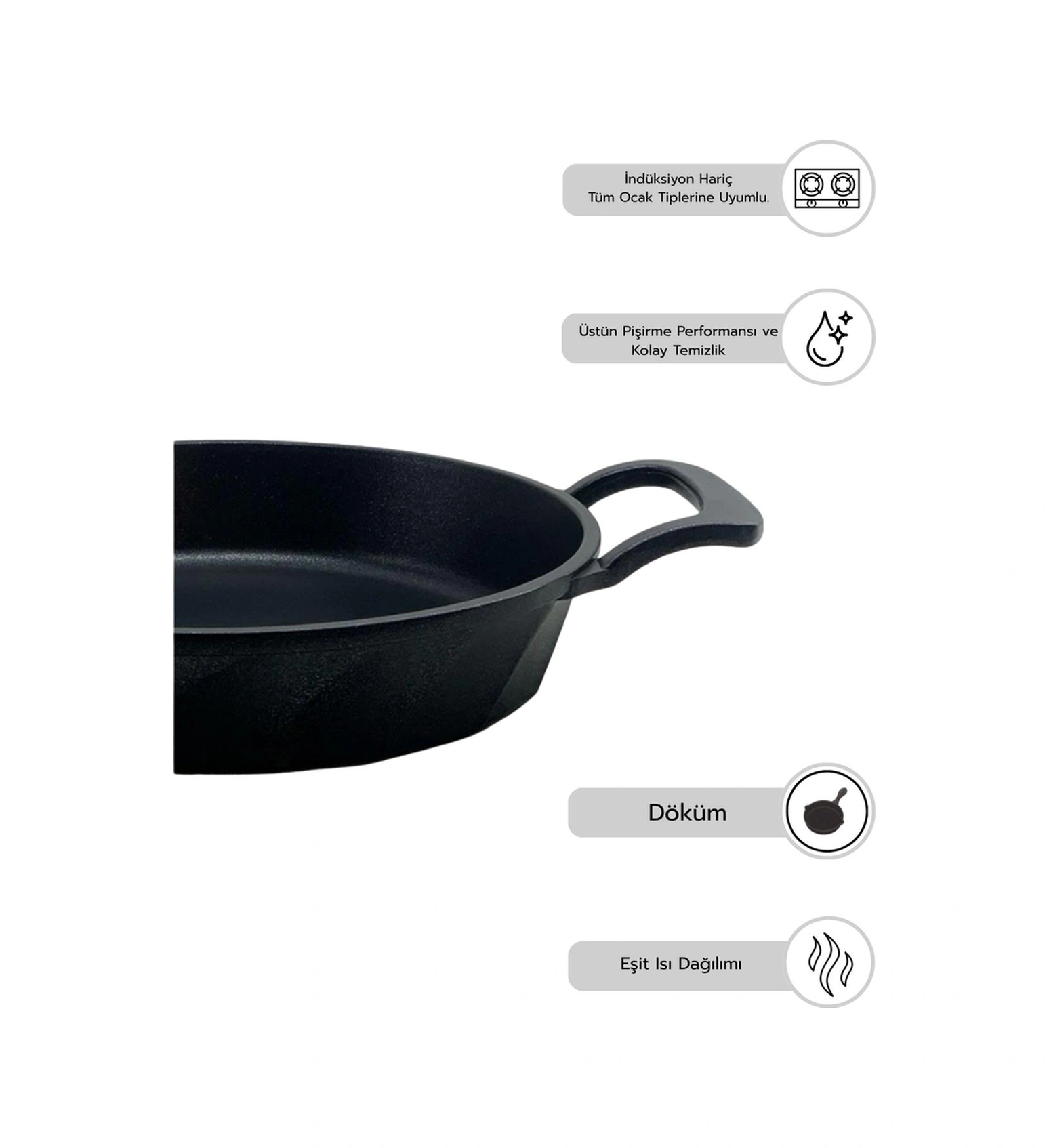 Vento 2 Parça Döküm 18-22 Cm Sahan Seti Siyah