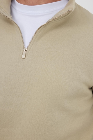 Tudors Unisex Relax Fit Rahat Kesim Pamuklu İçi Polarlı Yarım Fermuarlı Bej Dik Yaka Sweatshirt-35155 Bej