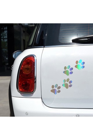 Monyee Vinil Araba Stickerları: Kedi Köpek Ayak İzi Desenli, Renkli Yansımalı, Su Geçirmez, Kolay Kurulum, Araba Dekorasyonu