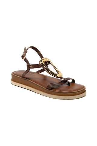 148 Brown Sandalet Kadın 26035 Myconian 2025 Greek Sandal Kahverengi